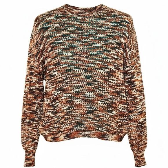 Coco + Jaimeson Multicolor Chunky Knit Sweater Brown Cream Teal Women’s Small - Picture 1 of 3